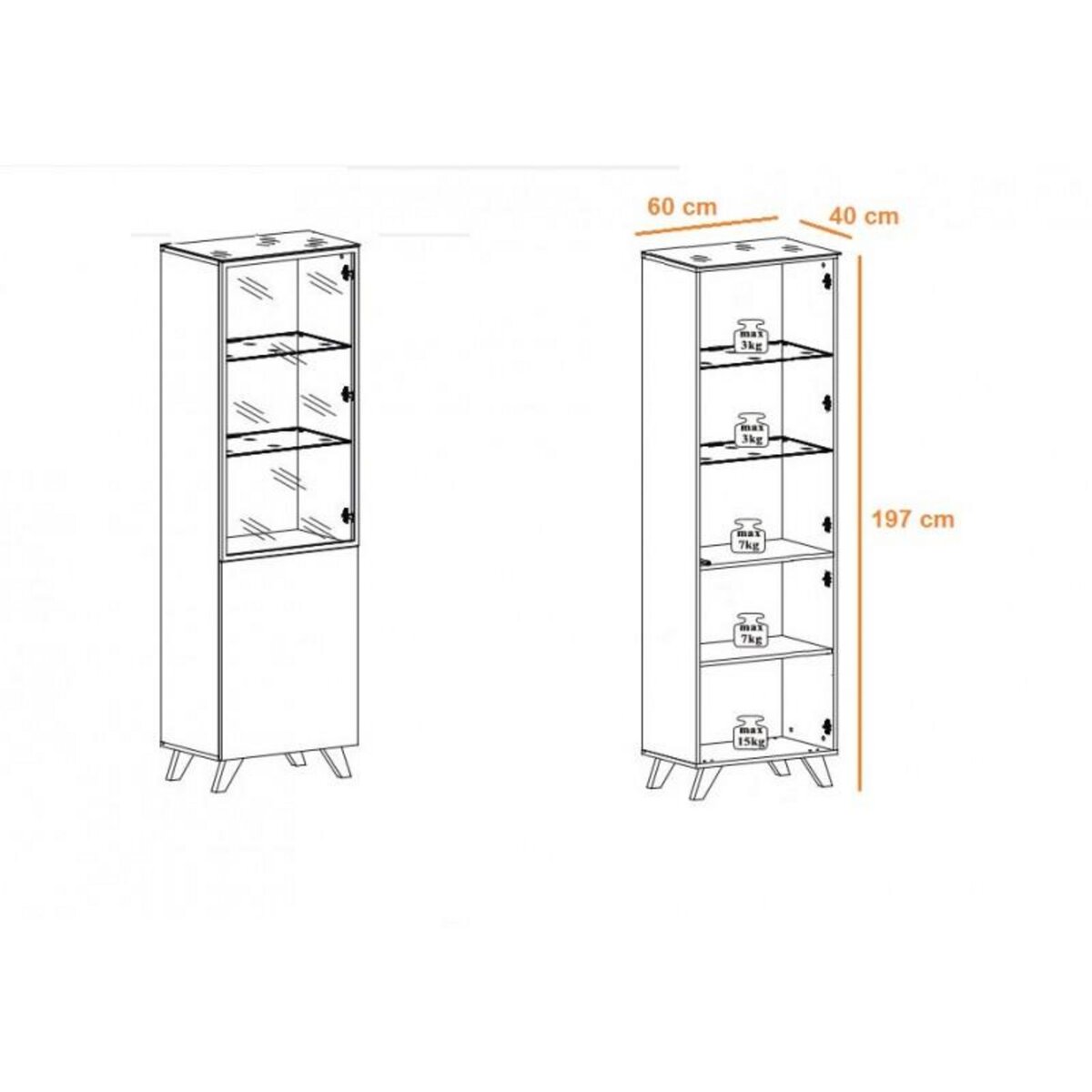 Paris Prix Ensemble Meuble TV & Bibliothèque  Thin  330cm Noir & Naturel
