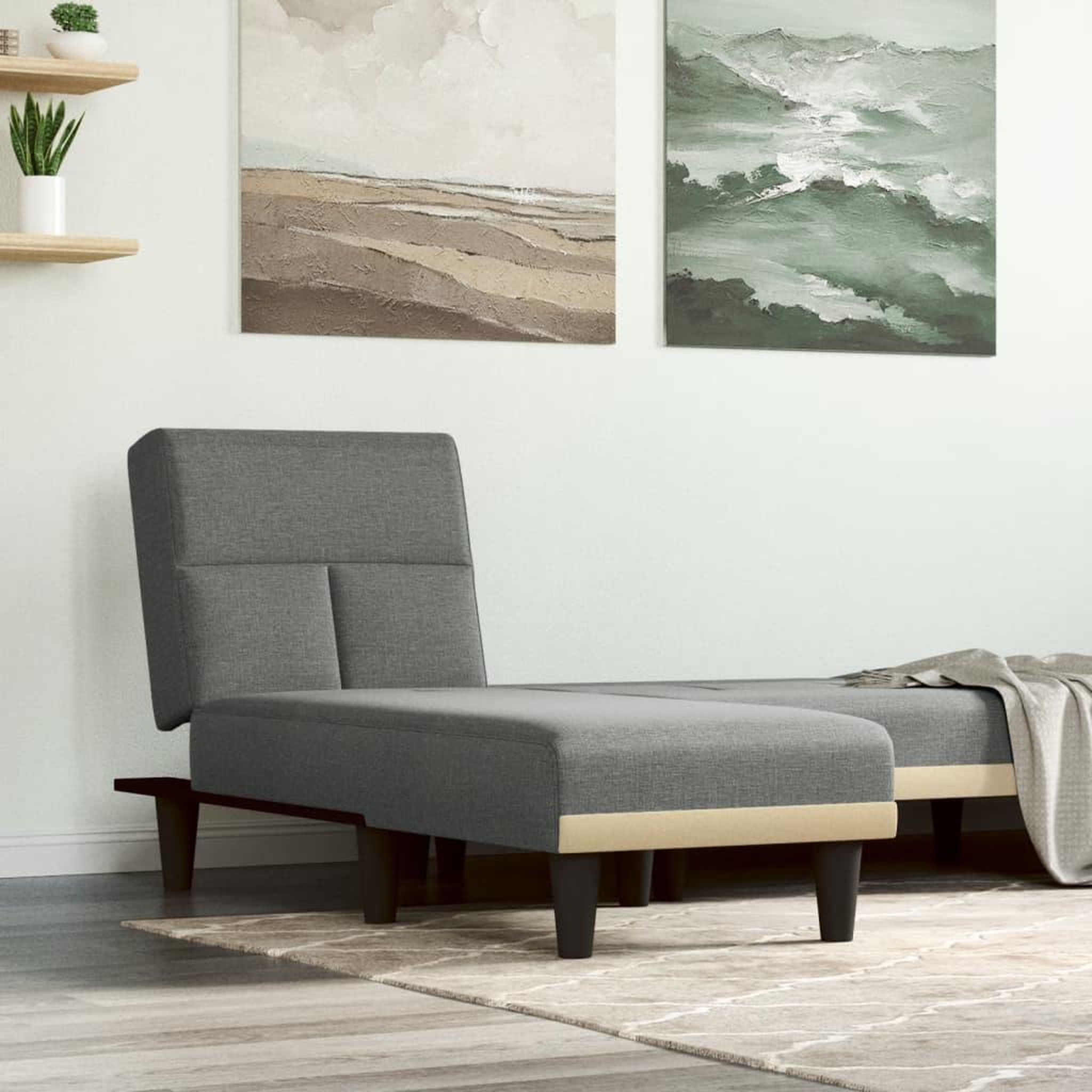 VIDAXL Chaise longue gris fonce tissu