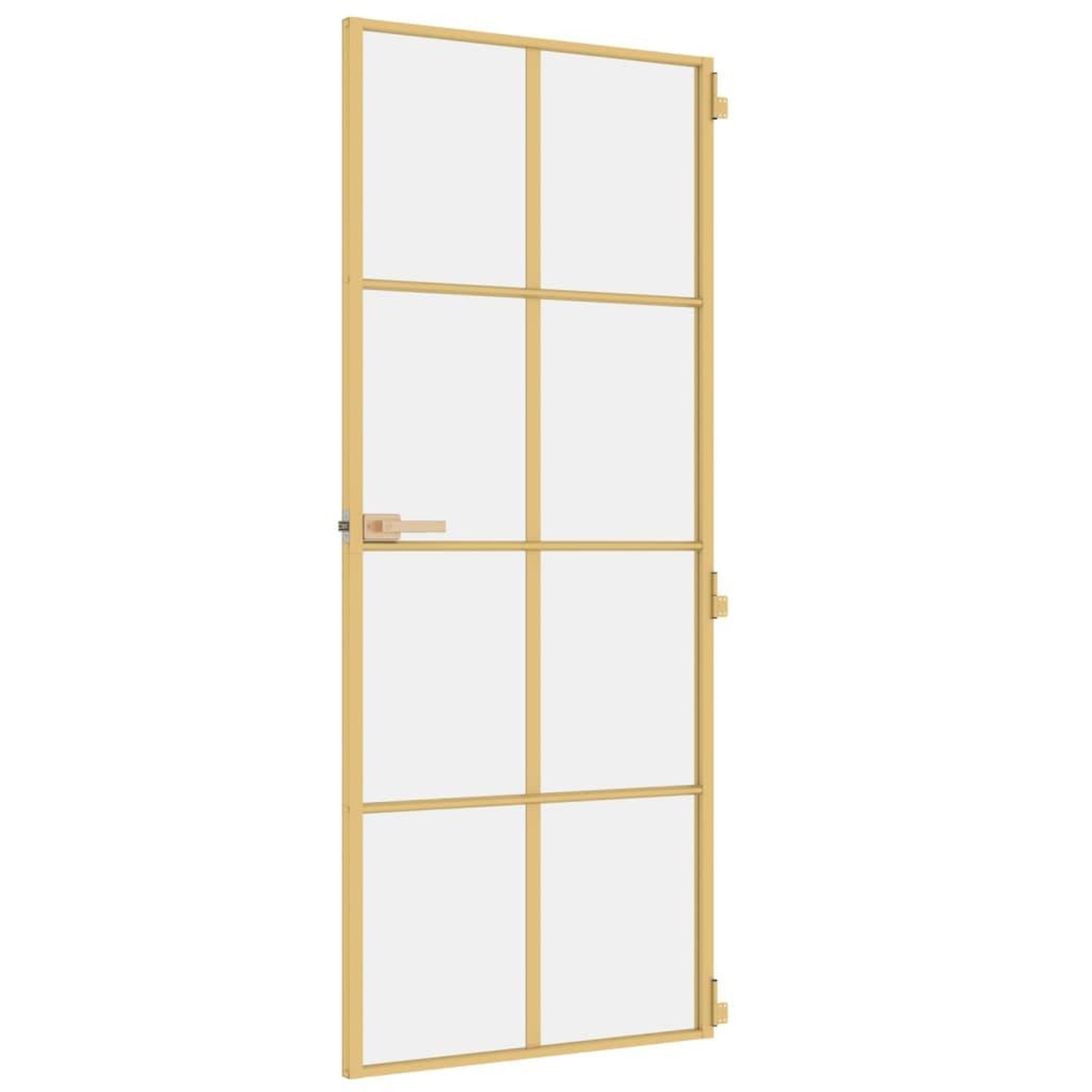 Voir la diapositive 5 : VIDAXL Porte interieure mince dore 83x201,5 cm verre trempe aluminium