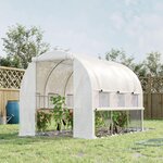 OUTSUNNY Serre de jardin tunnel 6 m² 6 fenêtres porte zippée acier galvanisé PE blanc