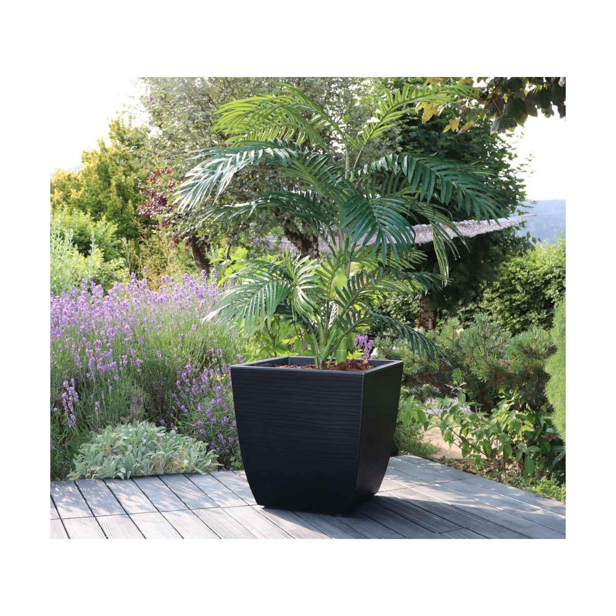Eda Pot de fleur Stone Diva carré avec bac amovible 43,5 x 44,2 cm- Eda