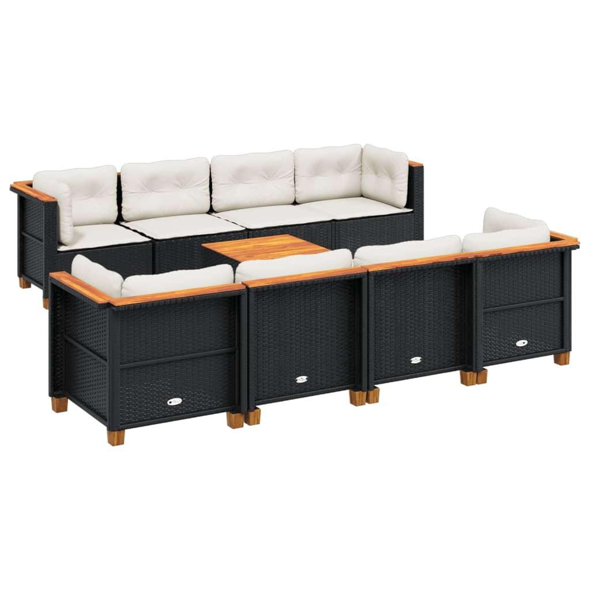 Voir la diapositive 2 : VIDAXL Salon de jardin 9 pcs avec coussins noir resine tressee