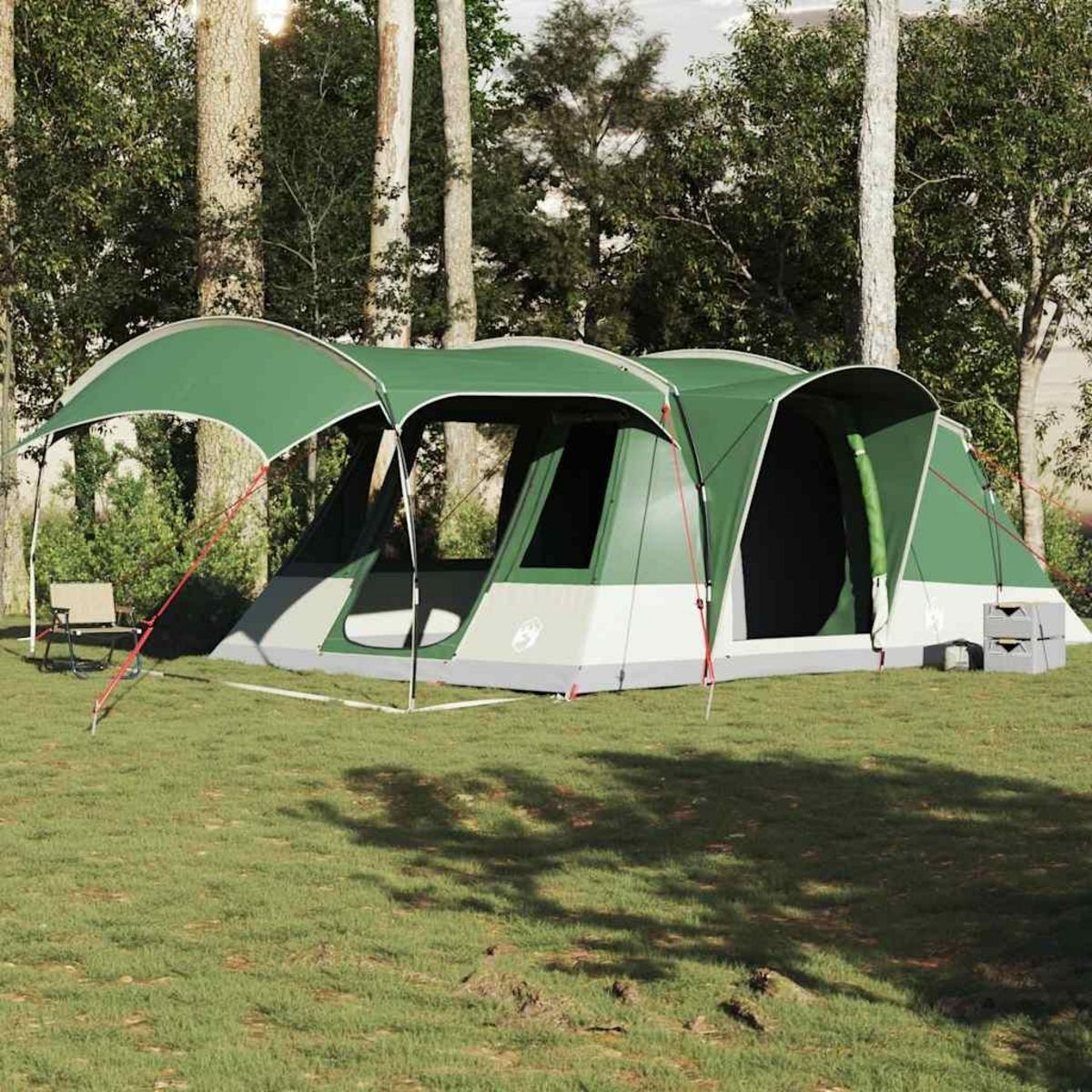 VIDAXL Tente de camping tunnel 5 personnes vert impermeable