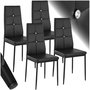 Voir la diapositive 1 : tectake Ensemble de chaises de salle à manger rembourré avec revêtement aspect cuir noir Lot de 4