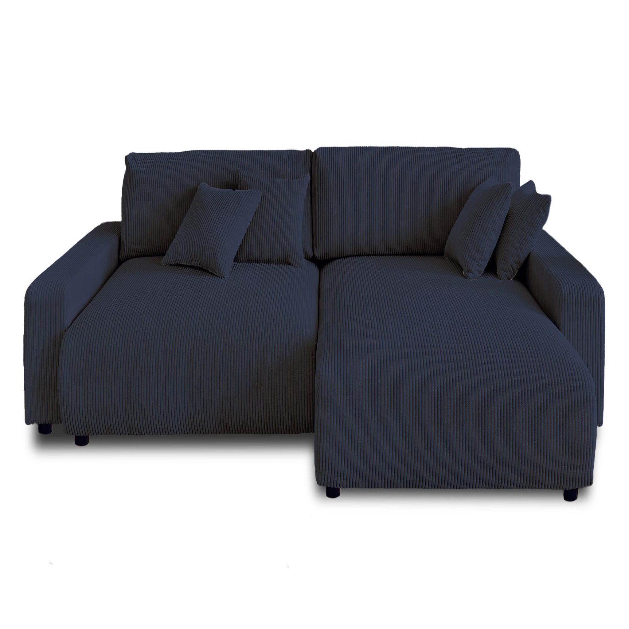 Voir la diapositive 1 : BEST MOBILIER Pivoine - canapé d'angle réversible - 4 places - convertible avec coffre - en velours côtelé