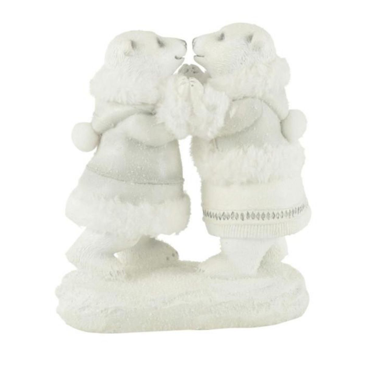 Paris Prix Statuette Déco  Ours Polaire Couple  20cm Blanc