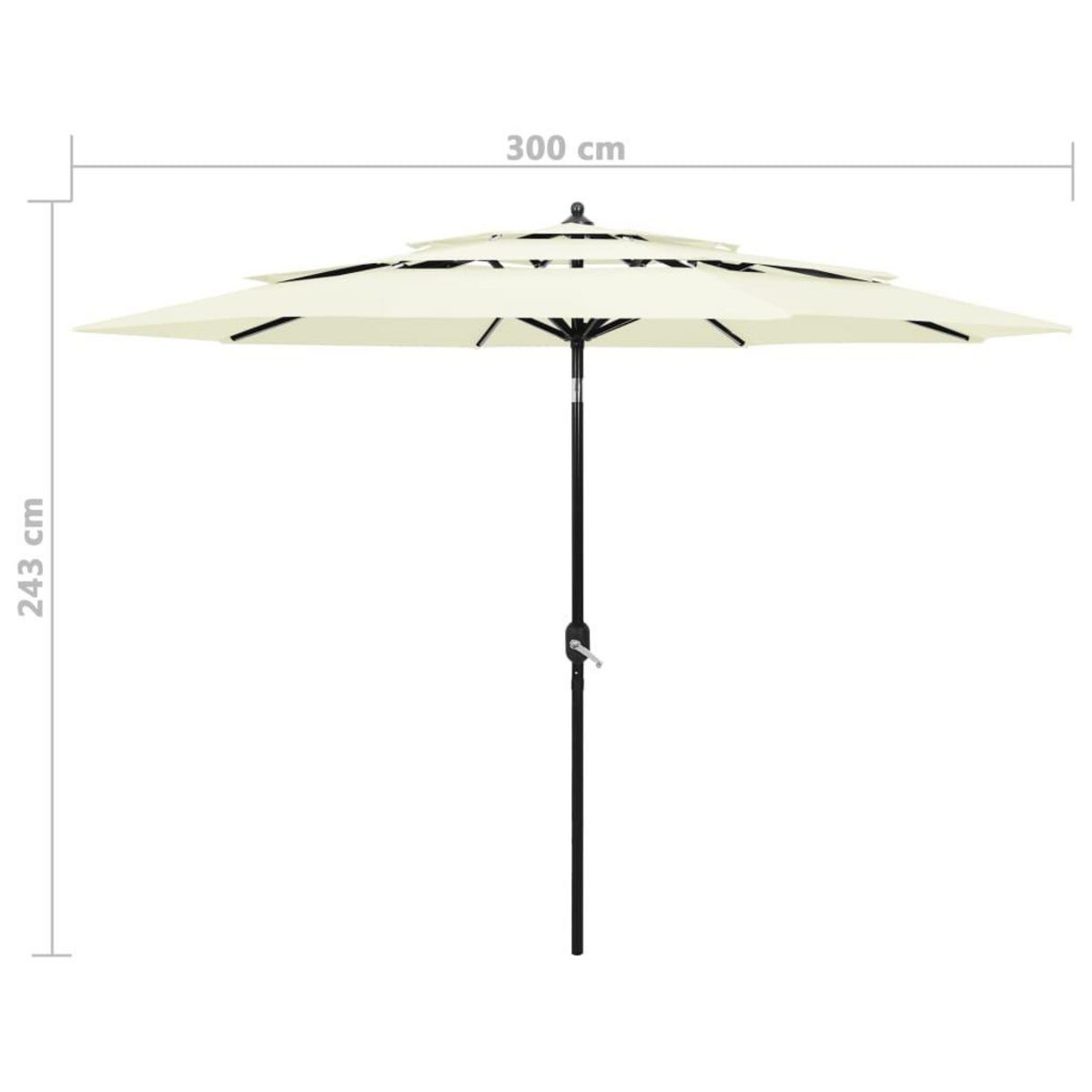 VIDAXL Parasol de jardin a 3 niveaux avec mat en aluminium sable 3 m