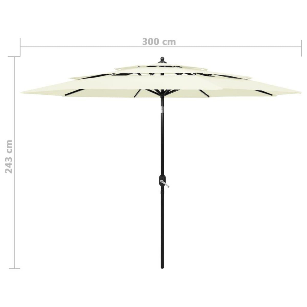 VIDAXL Parasol de jardin a 3 niveaux avec mat en aluminium sable 3 m