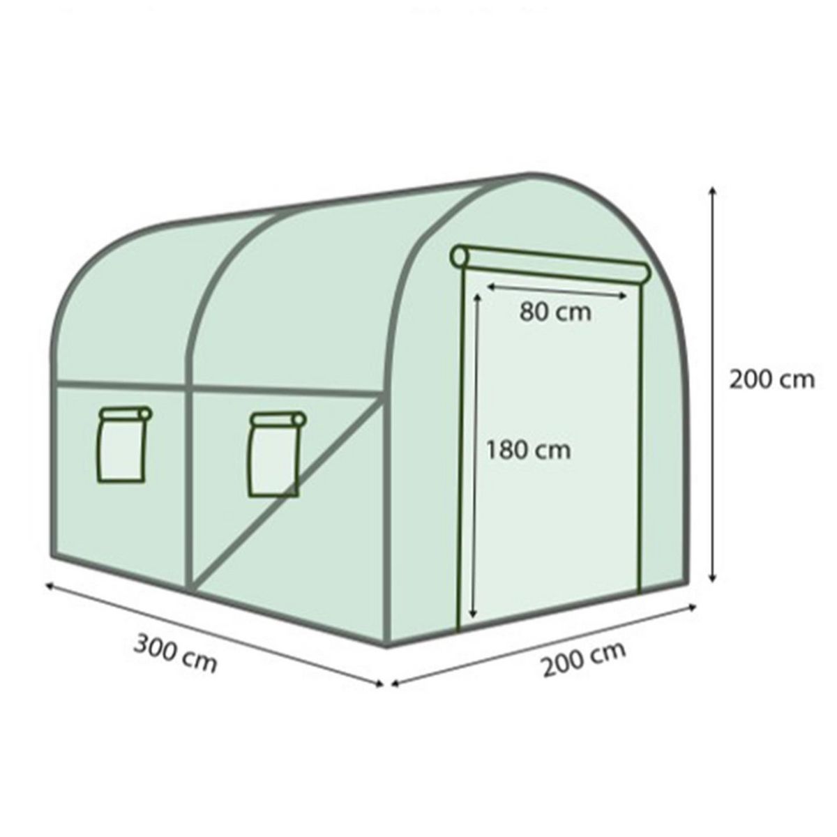 ID MARKET Serre tunnel de jardin 6M² verte gamme maraîchère ROMA 2x3M
