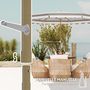 Voir la diapositive 4 : OUTSUNNY Parasol de jardin inclinable octogonal dim.2,7 x 2,4m manivelle métal effet bois tissu UPF 50+ gris taupe blanc