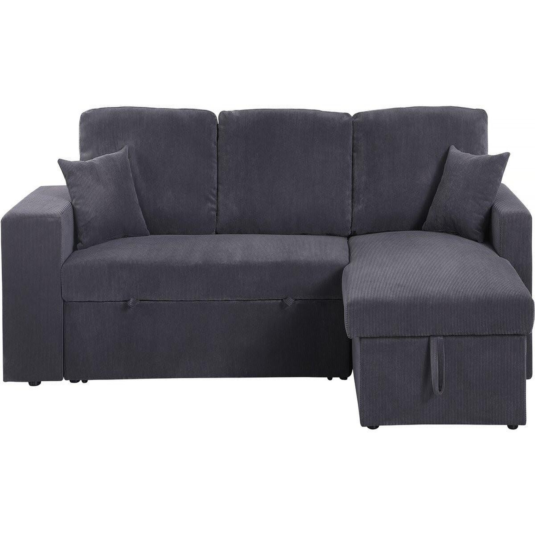 Habitat et Jardin Canapé d'angle en velours côtelé convertible/réversible  axel  - 3 places - gris