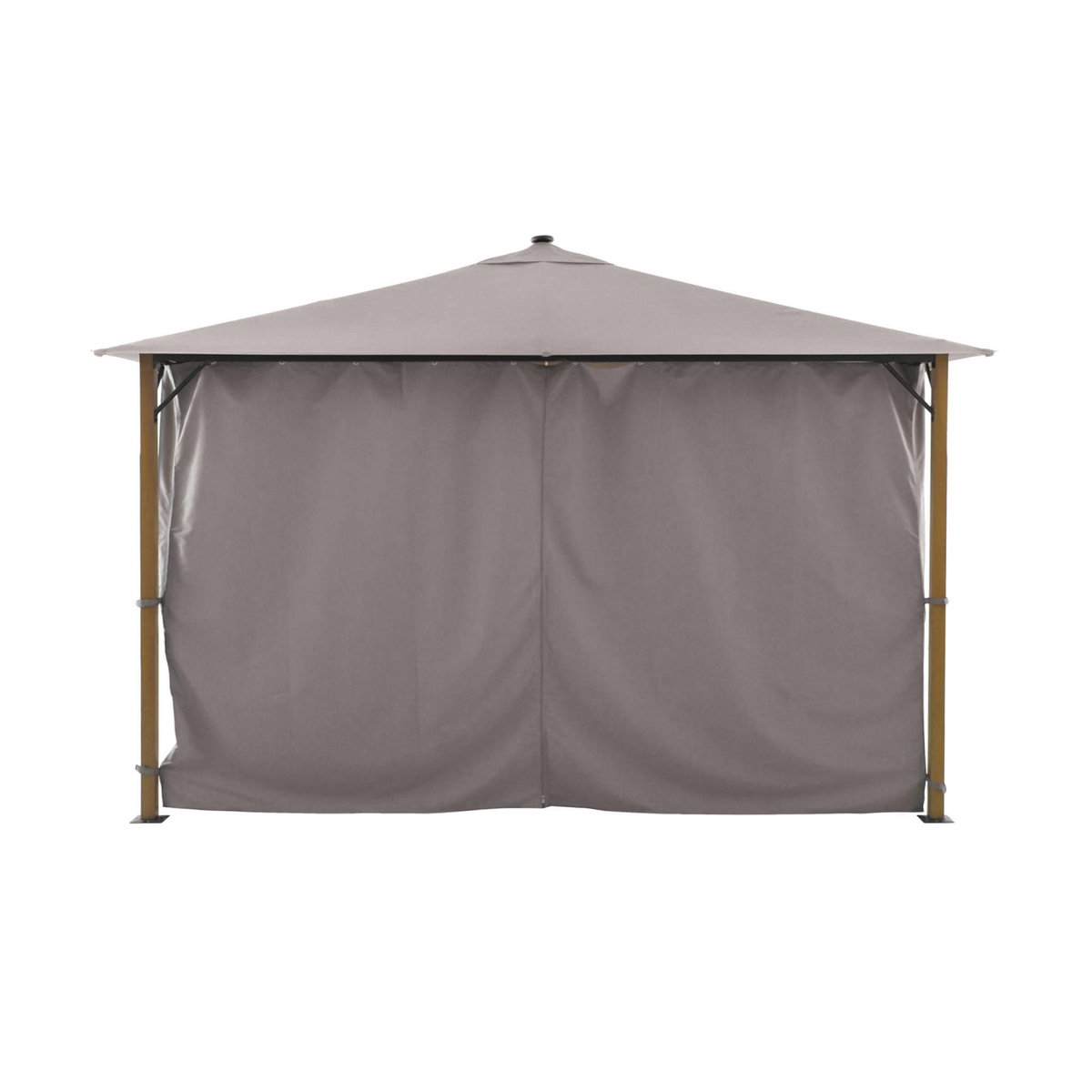 SWEEEK Tonnelle 4x3m aluminium effet bois avec rideaux et led - Veluna