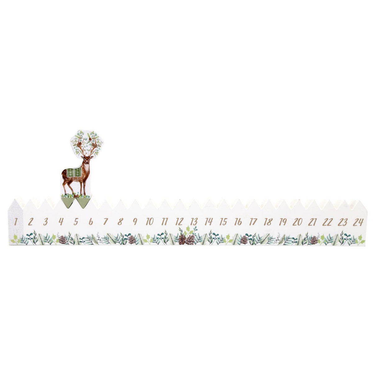 HEART OF THE HOME Calendrier de l'Avent bois renne Xmas Tradi - Blanc