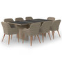 Voir la diapositive 2 : VIDAXL Ensemble a manger de jardin 9 pcs Resine tressee Marron