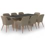 Voir la diapositive 2 : VIDAXL Ensemble a manger de jardin 9 pcs Resine tressee Marron