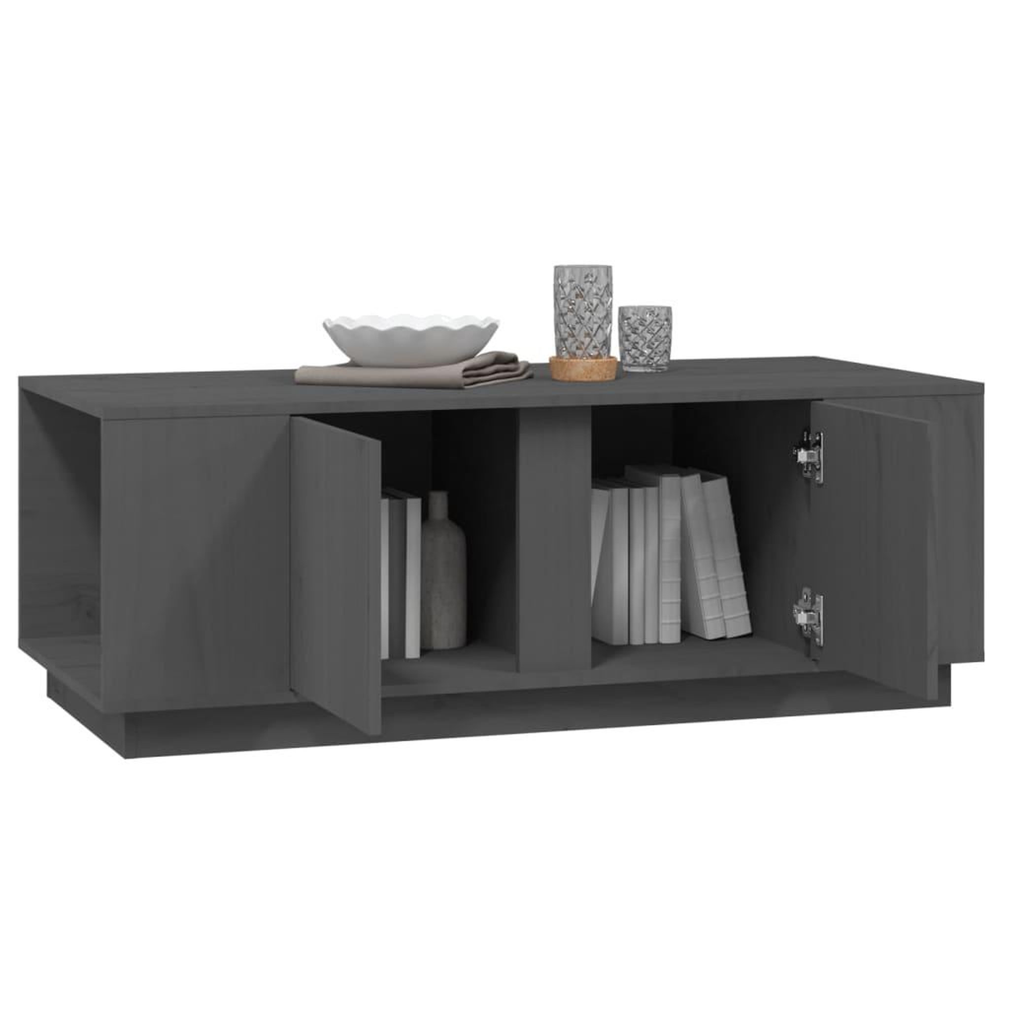 Voir la diapositive 4 : VIDAXL Table basse Gris 110x50x40 cm Bois massif de pin