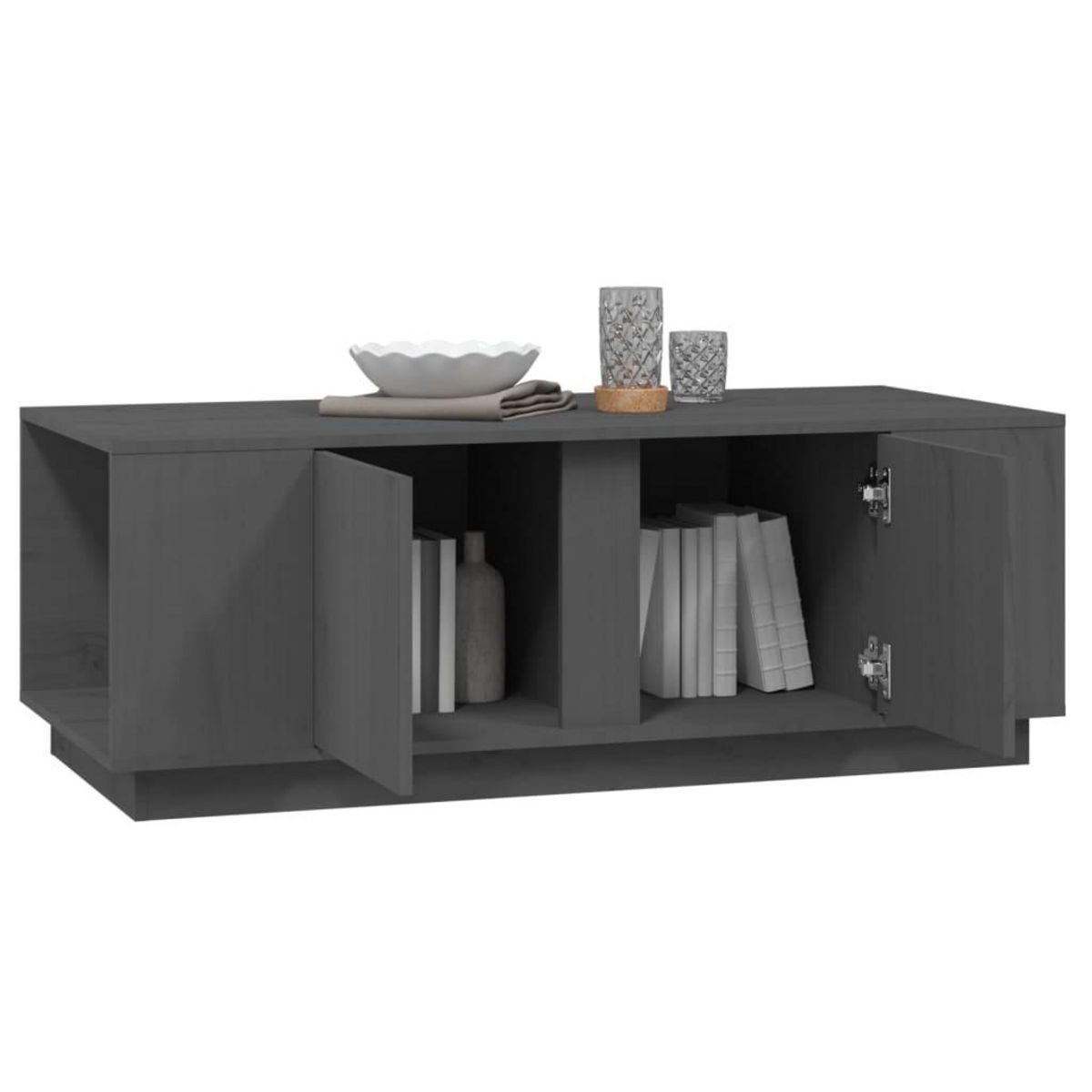 VIDAXL Table basse Gris 110x50x40 cm Bois massif de pin