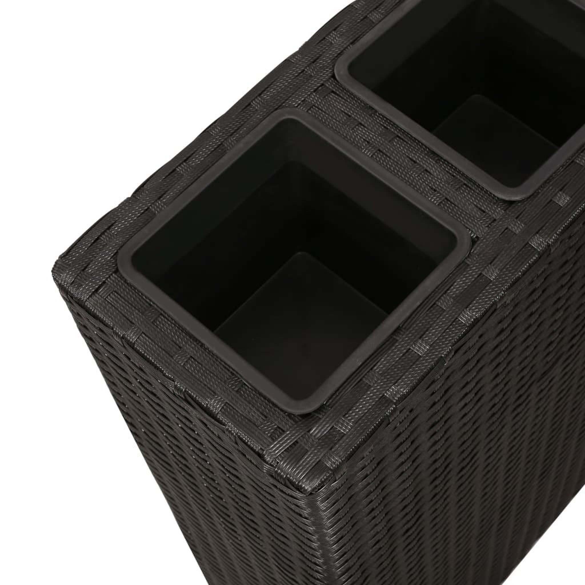 Voir la diapositive 5 : VIDAXL Lits sureleves de jardin avec 4 pots 2 pcs Resine tressee Noir