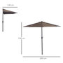 Voir la diapositive 3 : OUTSUNNY Demi parasol - parasol de balcon 5 entretoises métal polyester 2,69L x 1,38l x 2,36H m chocolat