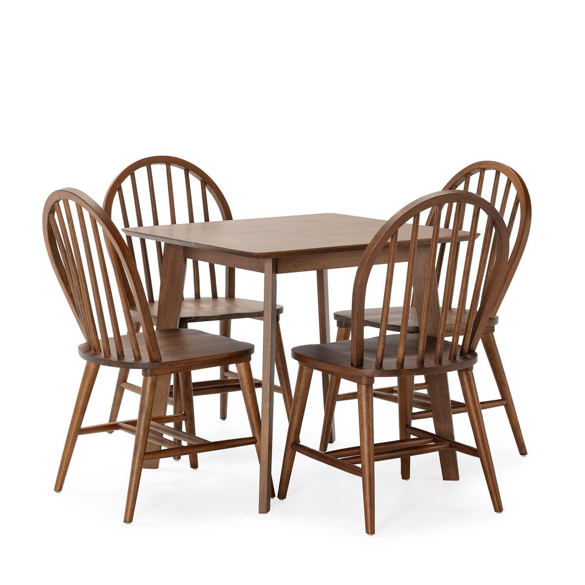 VS VENTA-STOCK Ensemble table 80x80 cm et 4 chaises de salle à manger Clarck Noyer