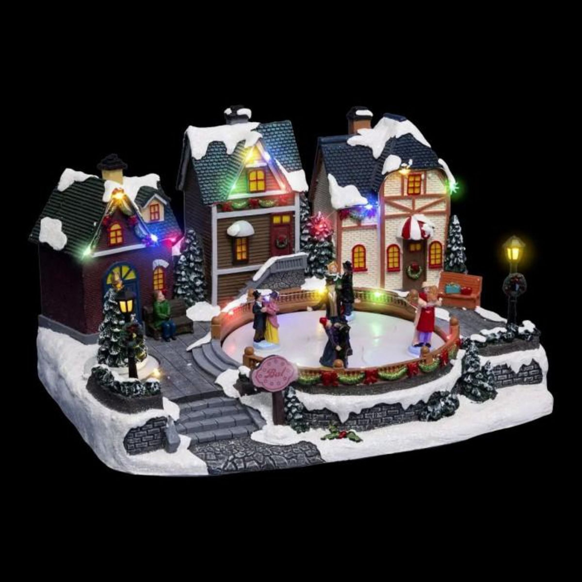 FEERIC LIGHT & CHRISTMAS Village de Noël Bal  Ville  38cm Multicolore