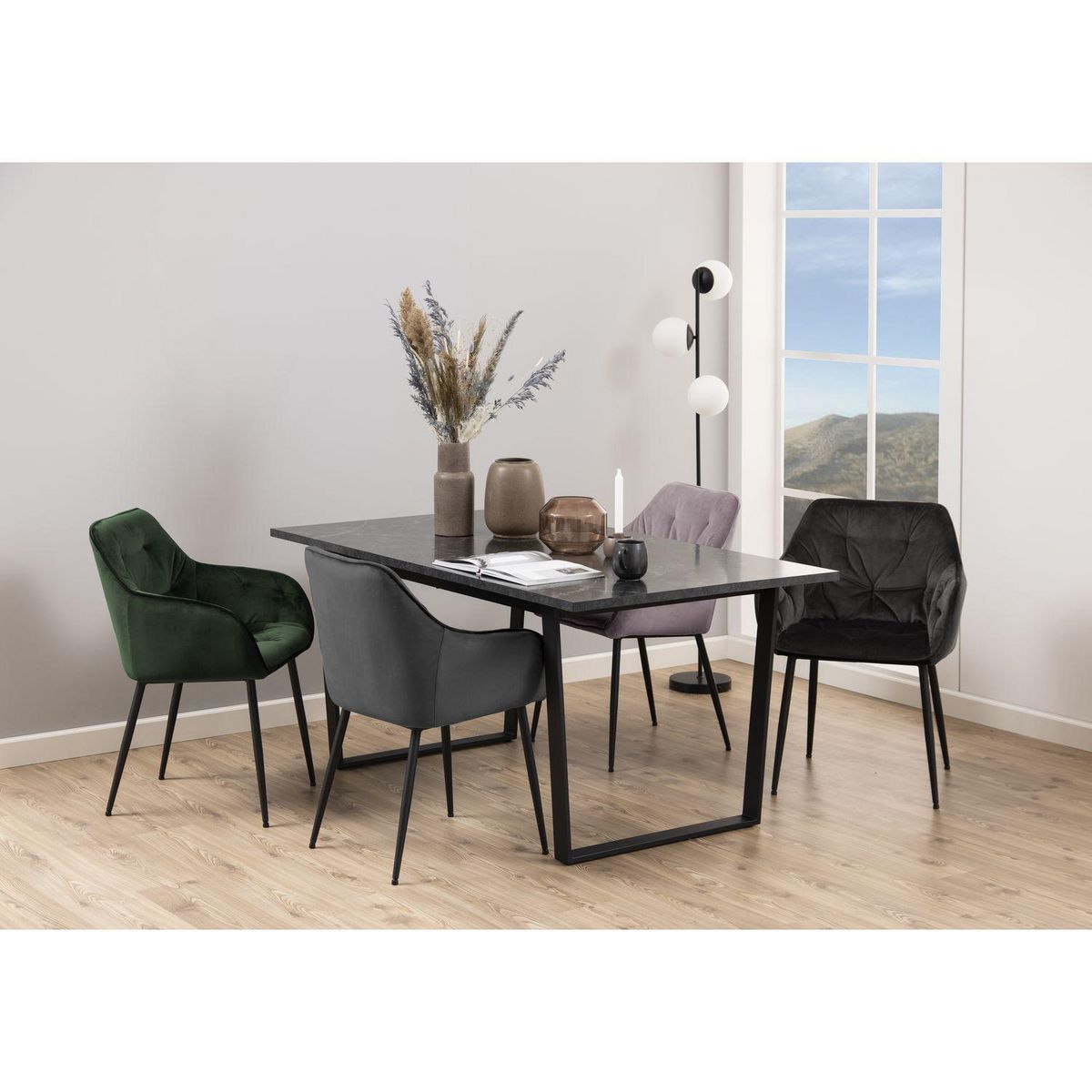 TOILINUX Lot de 2 Chaises de salle à manger Florie avec accoudoirs effet velours