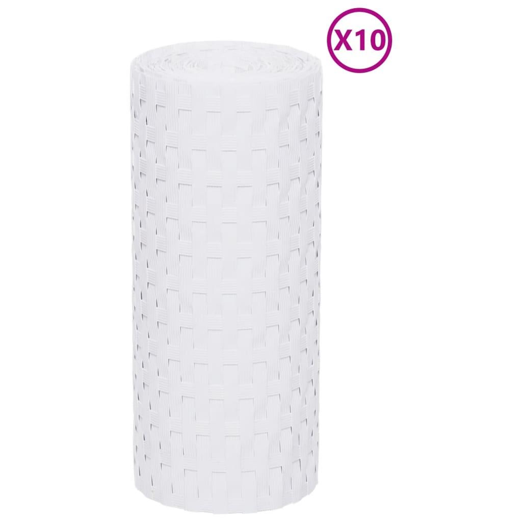 Voir la diapositive 3 : VIDAXL Paravents de balcon 10 pcs blanc 255x19 cm resine tressee