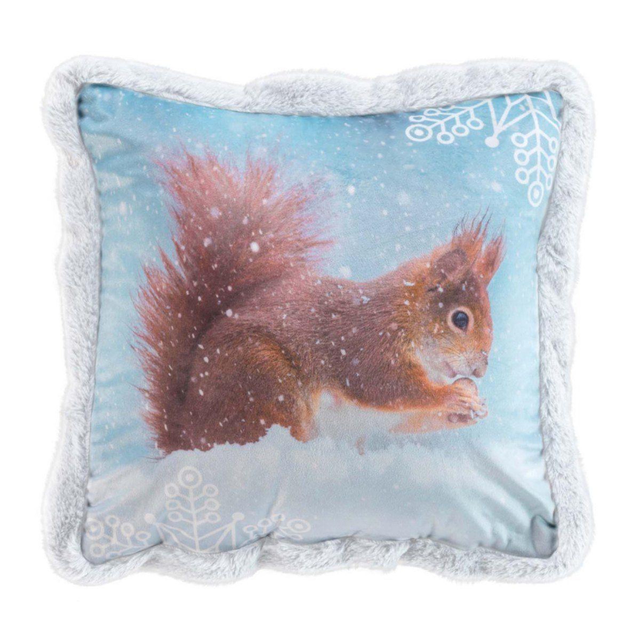 Douceur d'Intérieur Coussin déco velours  écureuil  40x40cm bleu