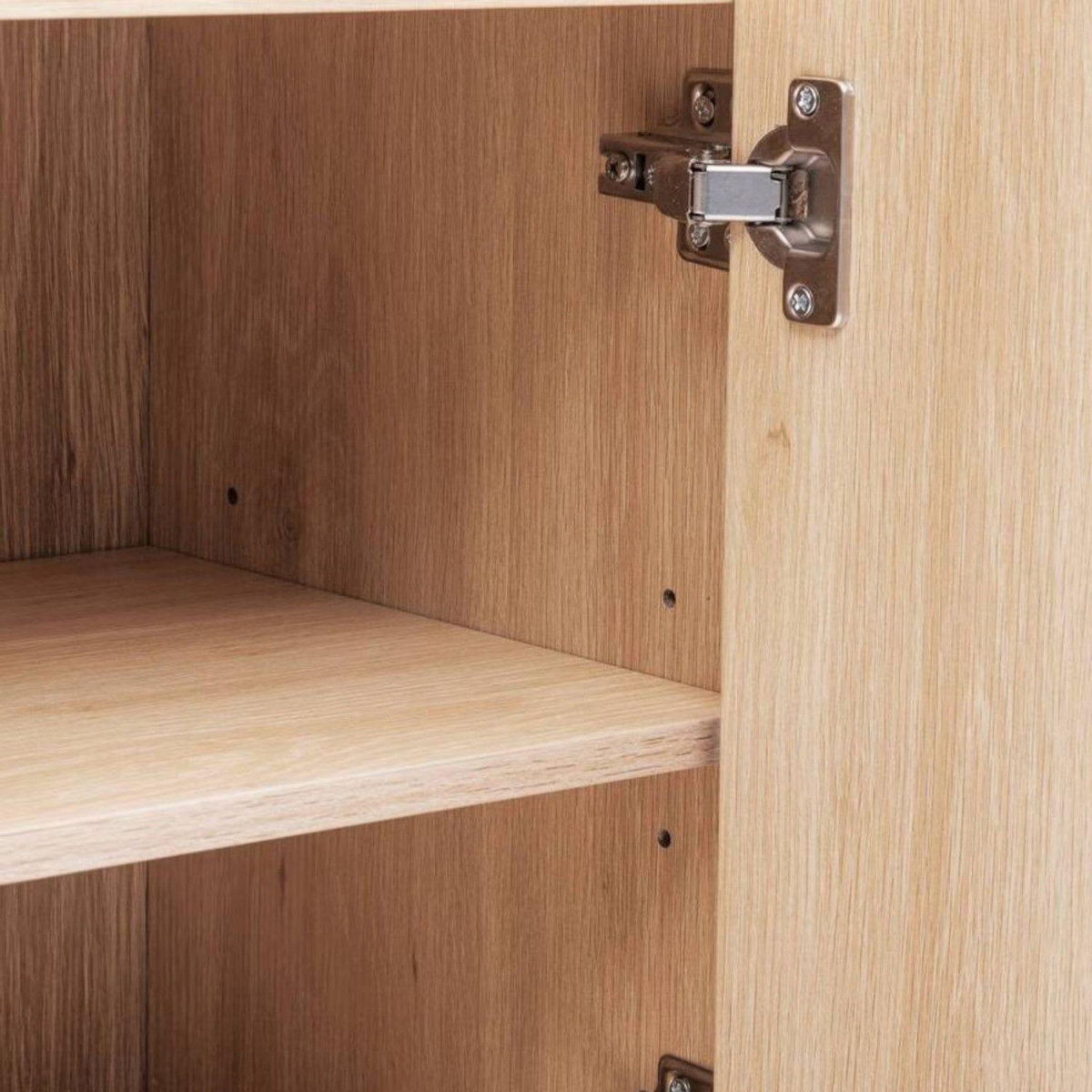 FIVE Meuble bas 1 porte et 1 niche effet bois naturel ABANA - Beige