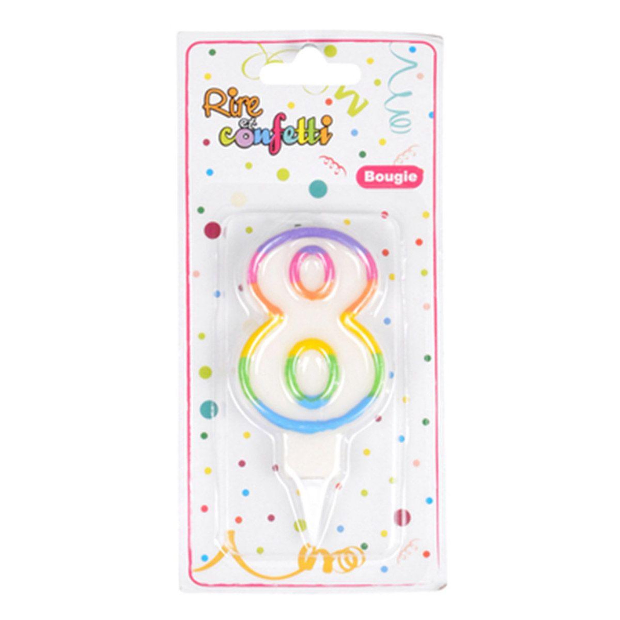 Voir la diapositive 2 : HOMEA Bougie d'Anniversaire  Chiffre 8  7cm Multicolore