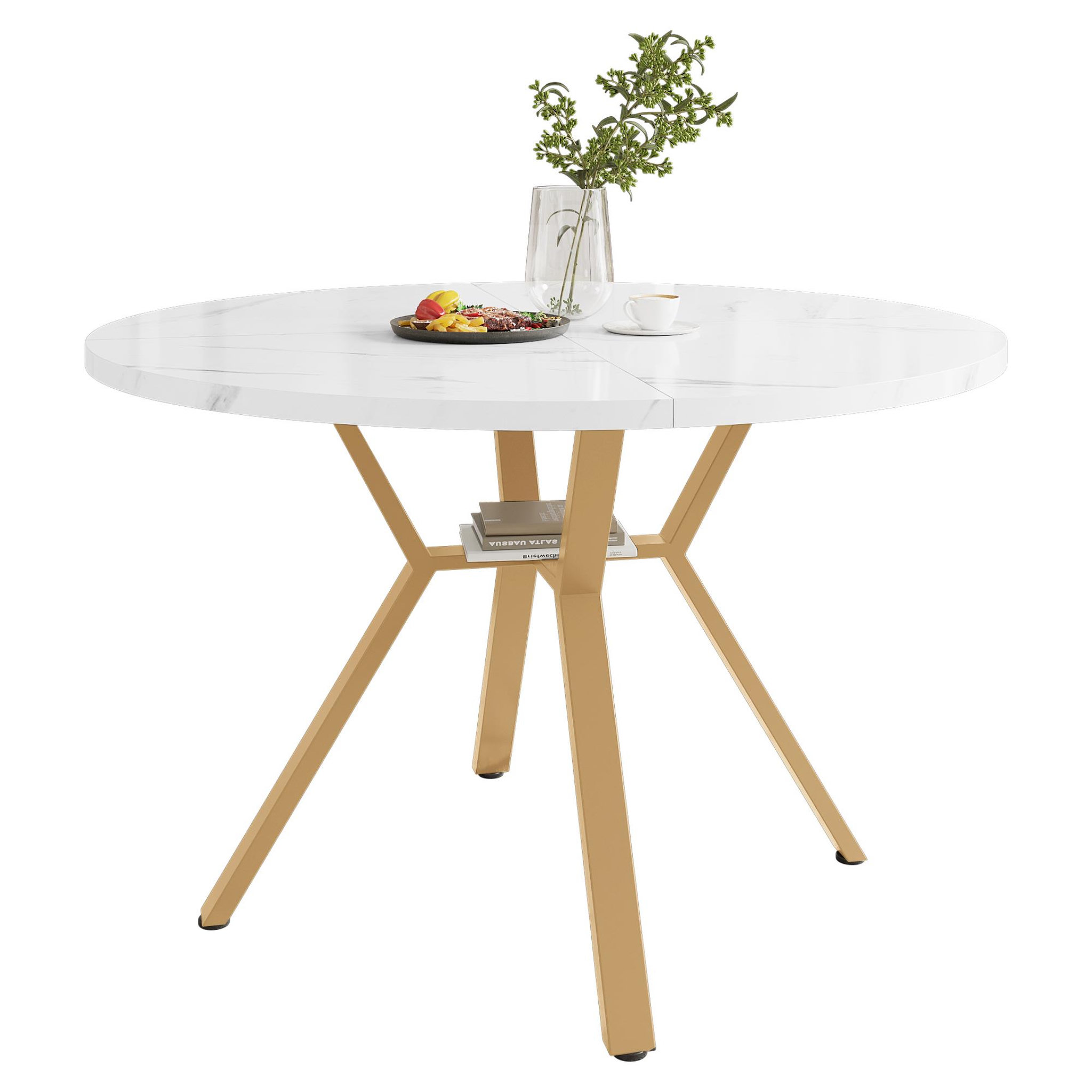 MERAX Table à manger ronde. Coloris disponibles : Noir, Jaune