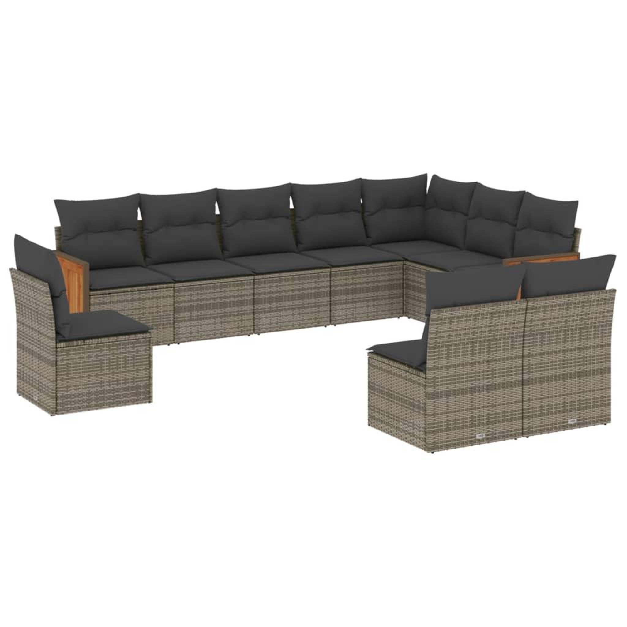 Voir la diapositive 2 : VIDAXL Salon de jardin avec coussins 10 pcs gris resine tressee