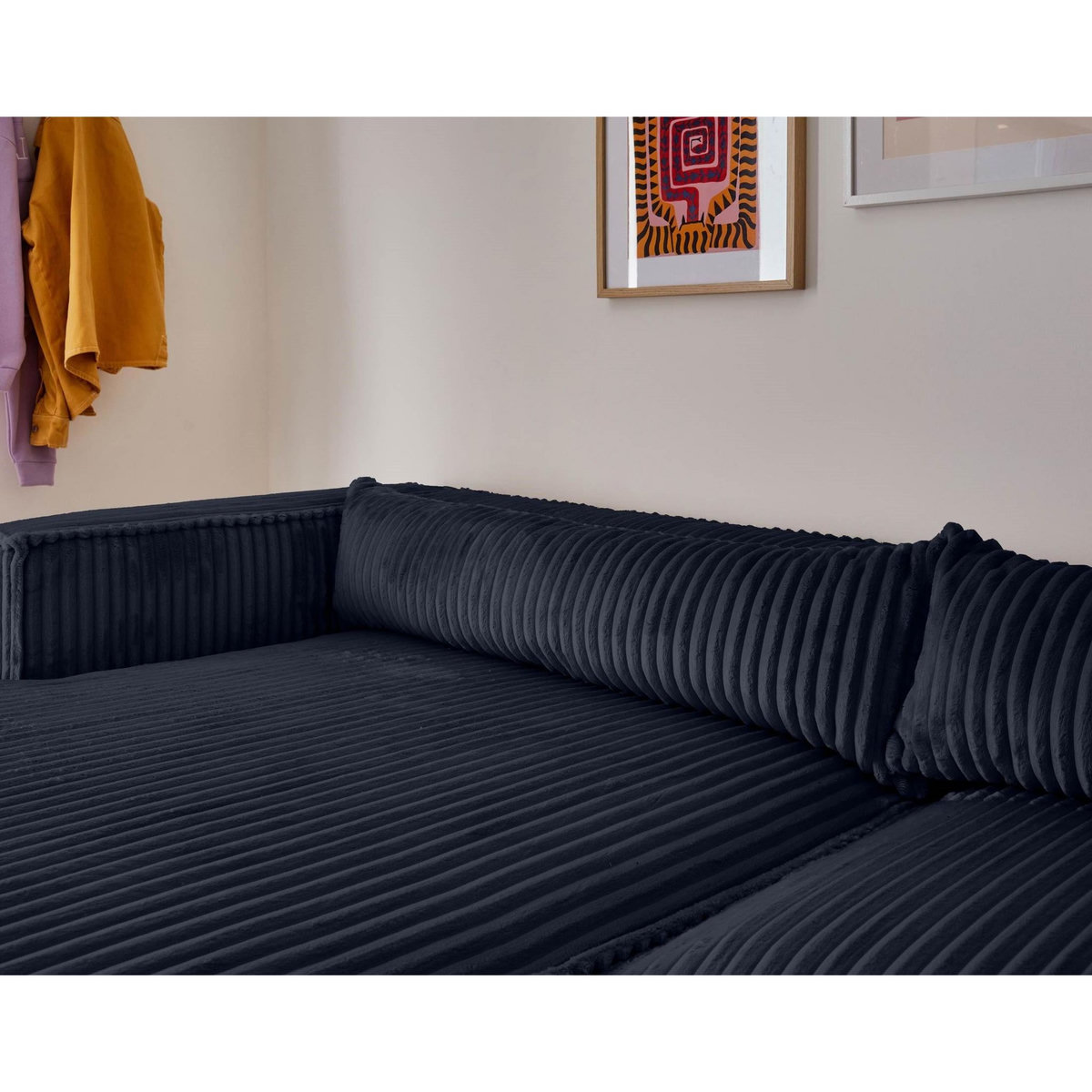 LISA DESIGN Ela - canapé d'angle gauche - 4 places - en velours côtelé grosses côtes