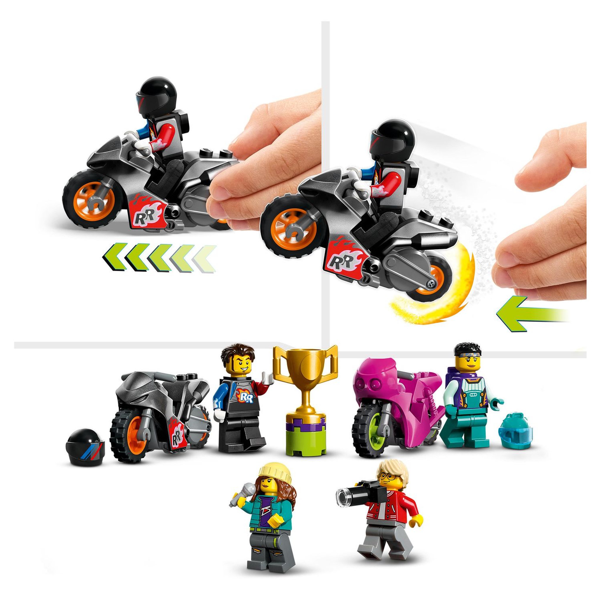 Voir la diapositive 6 : LEGO City 60361 - Le défi ultime des motards cascadeurs, Jouet 3-en-1, avec 2 Motos de Cascades pour 1 ou 2 Joueurs