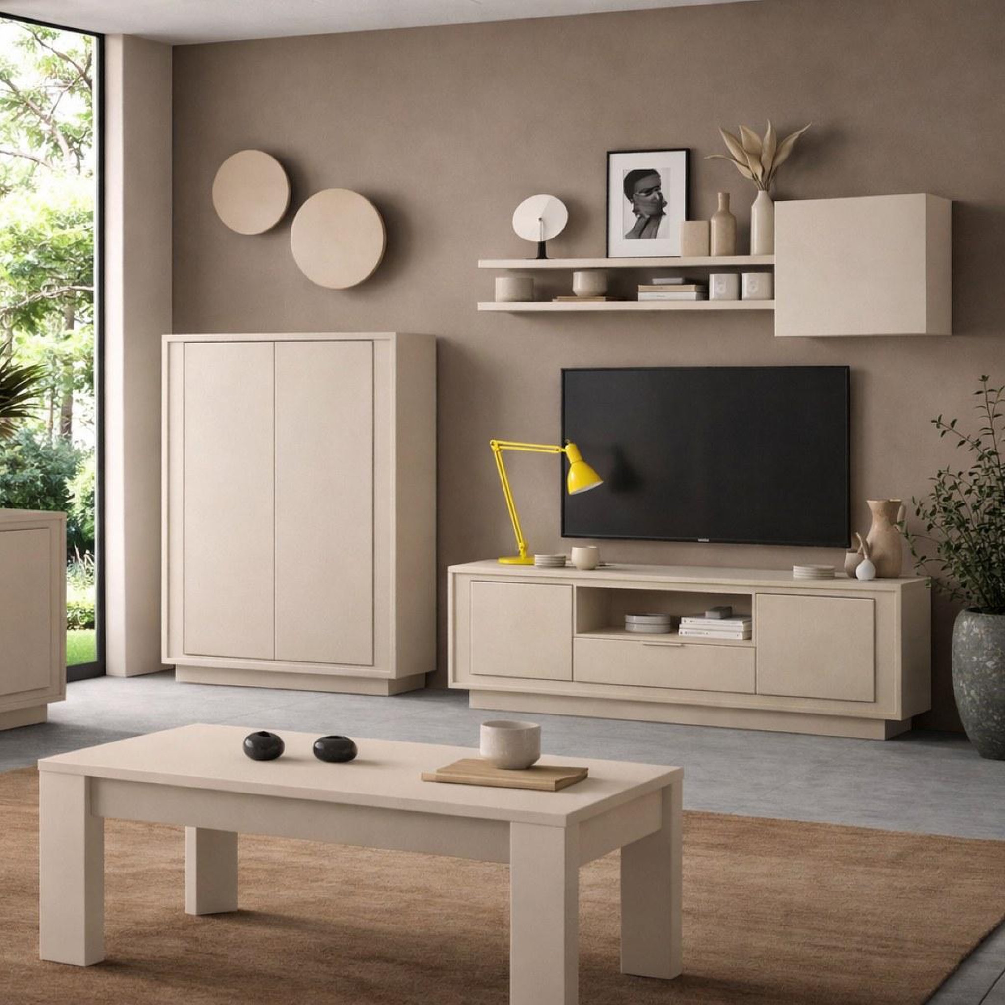 Voir la diapositive 5 : JLC KREATION Meuble tv contemporain 180cm coloris beige yori