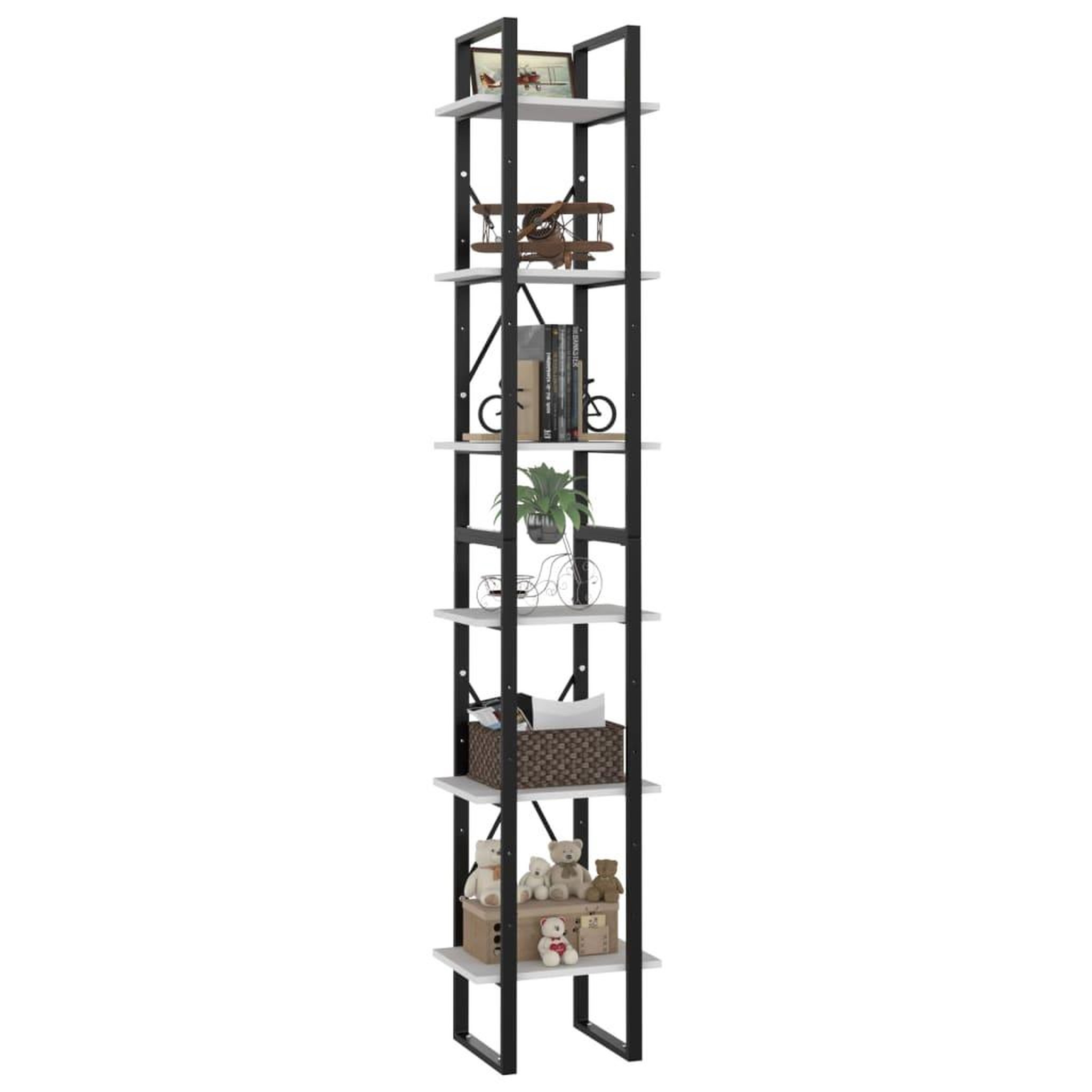 Voir la diapositive 4 : VIDAXL Bibliotheque a 6 niveaux blanc 40x30x210 cm bois ingenierie