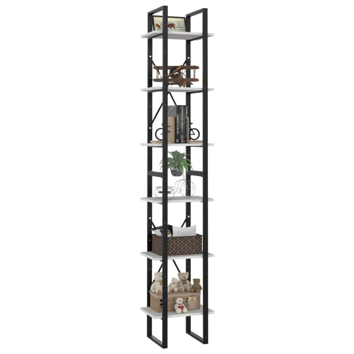 VIDAXL Bibliotheque a 6 niveaux blanc 40x30x210 cm bois ingenierie