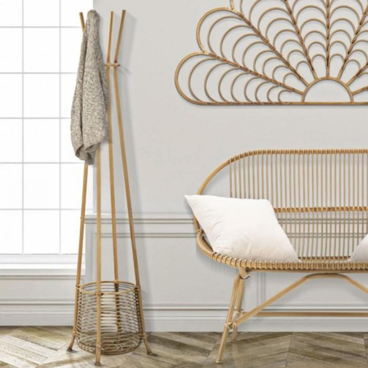 Paris Prix Porte-Manteaux en Métal  Panama  175cm Naturel