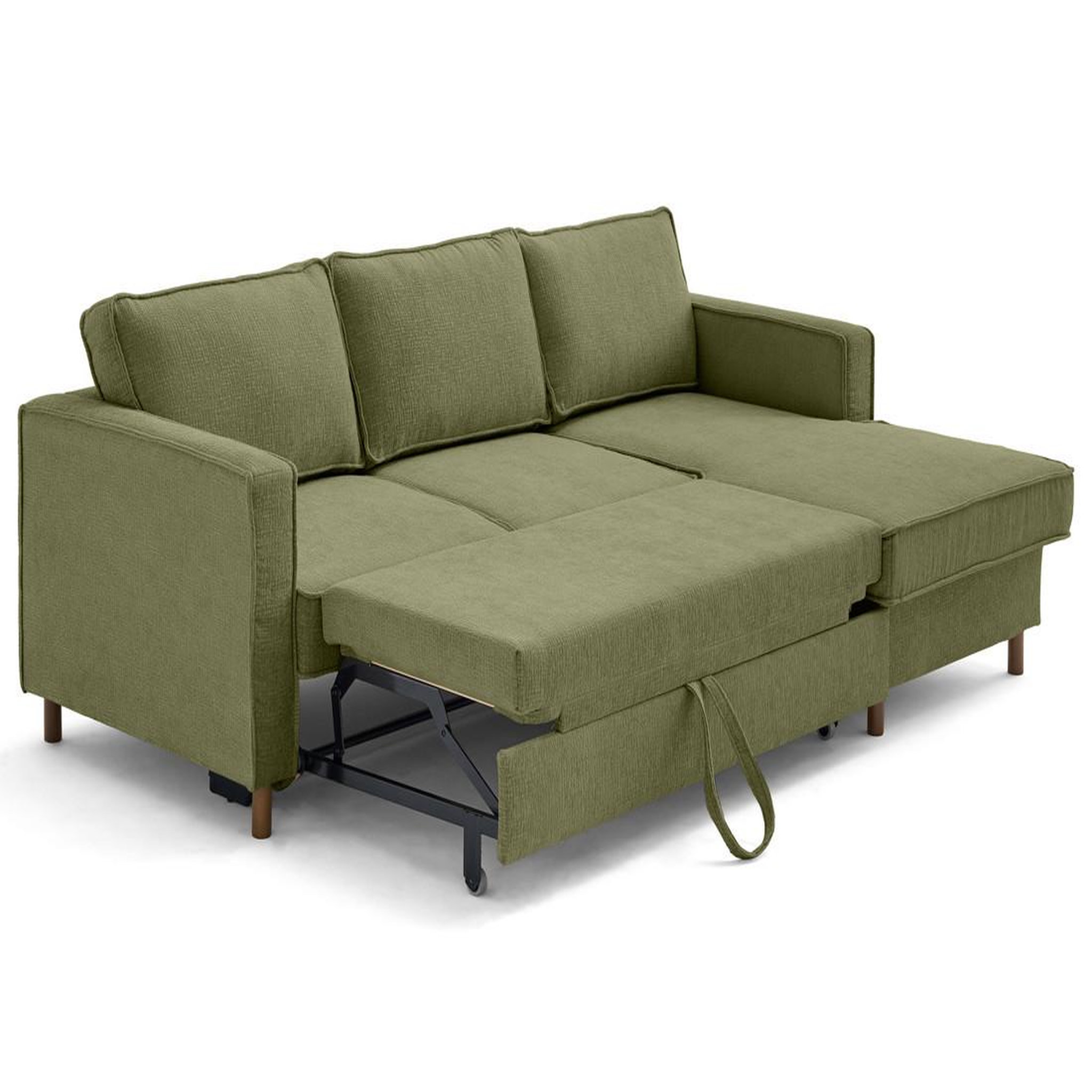 Voir la diapositive 2 : LISA DESIGN Jake - canapé d'angle droit 4 places convertible avec coffre en tissu velours relief