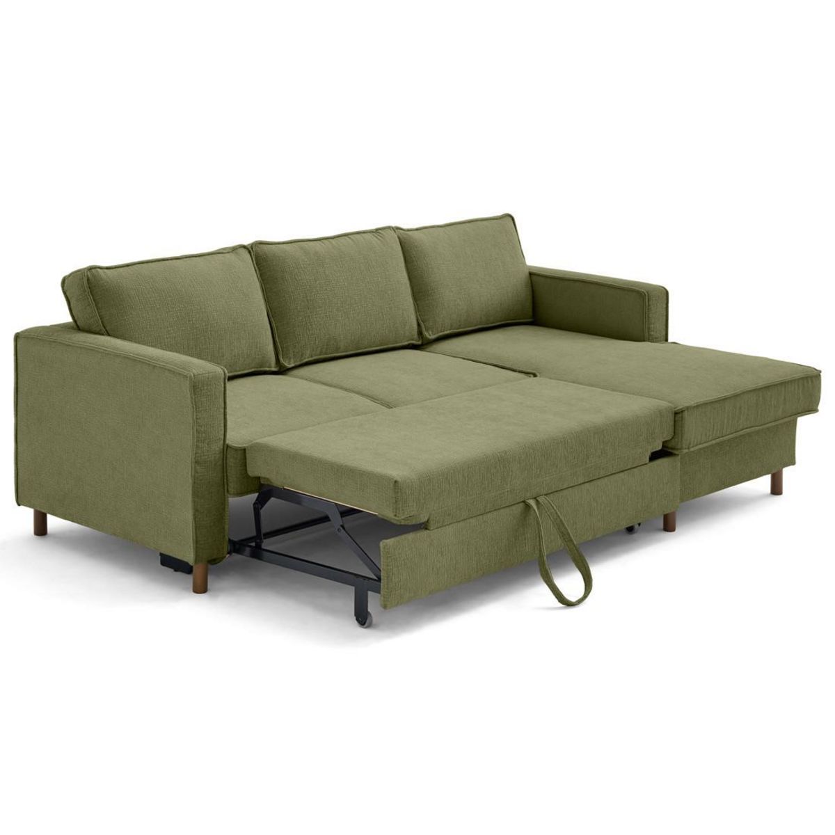 LISA DESIGN Jake - canapé d'angle droit 4 places convertible avec coffre en tissu velours relief