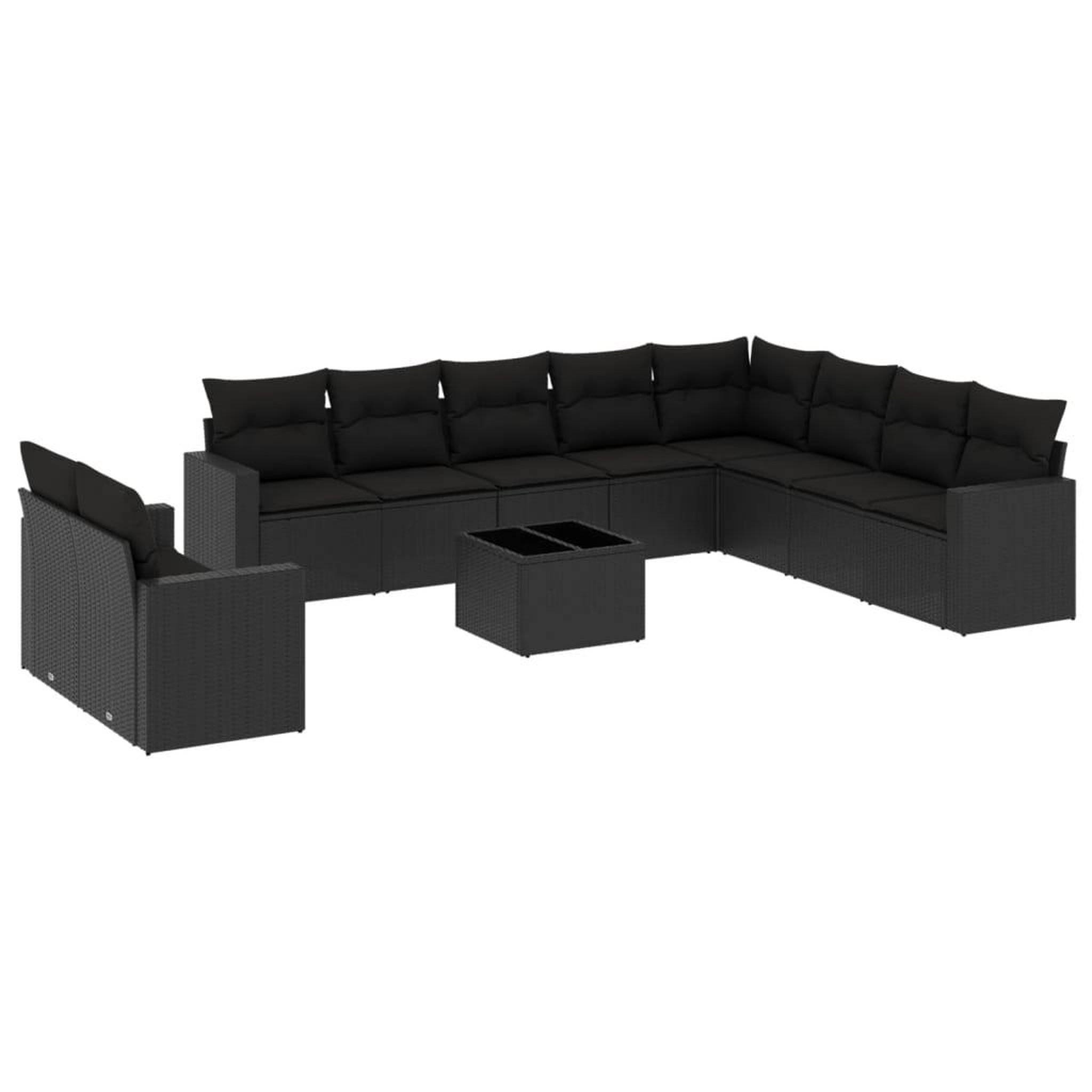 Voir la diapositive 2 : VIDAXL Salon de jardin 11 pcs avec coussins noir resine tressee