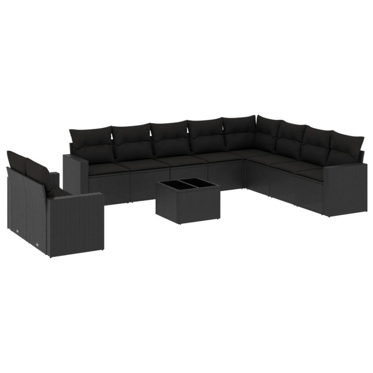 VIDAXL Salon de jardin 11 pcs avec coussins noir resine tressee