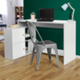Voir la diapositive 3 : ID MARKET Bureau d'angle en forme de L BOB avec portes blanc