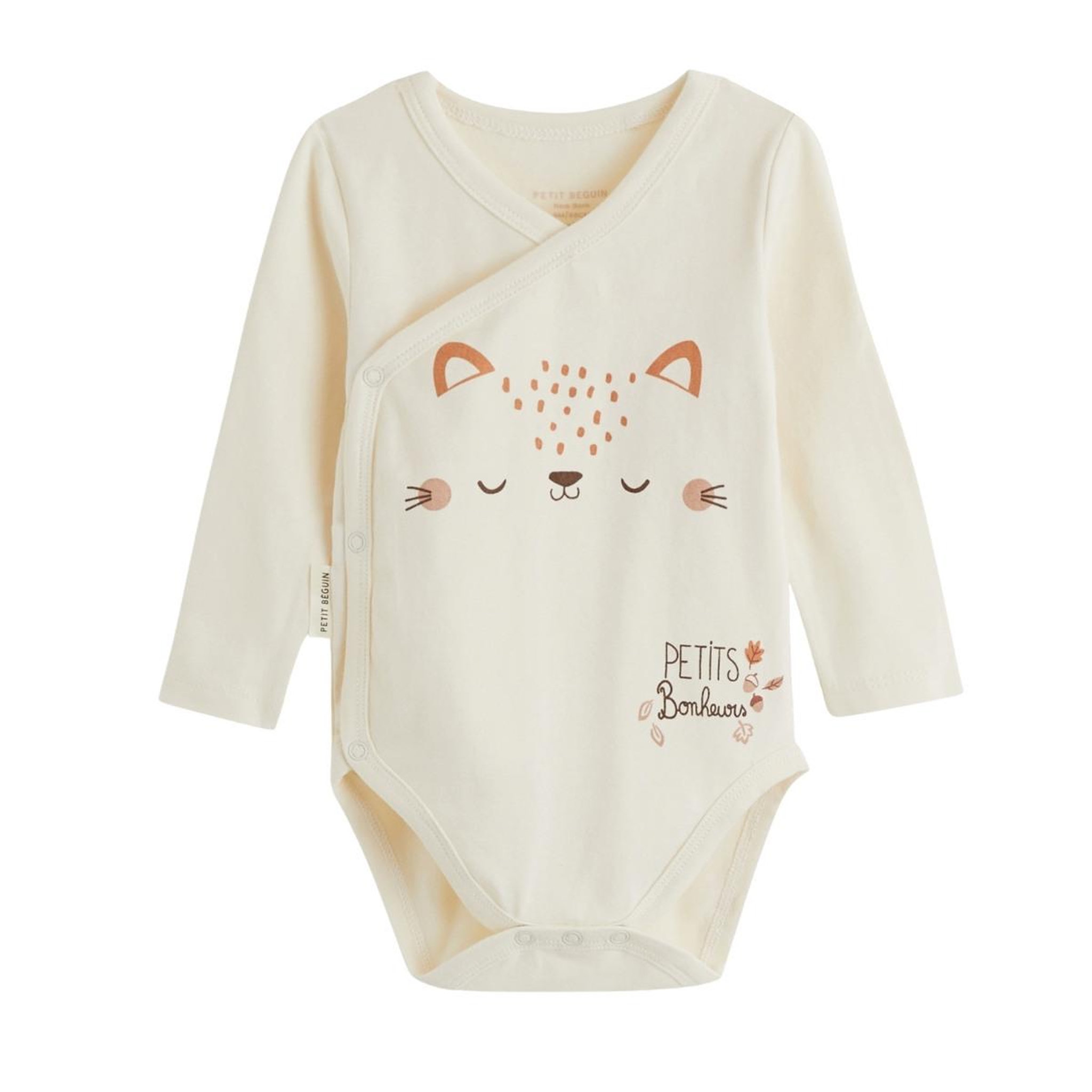 Voir la diapositive 5 : PETIT BEGUIN Lot de 3 bodies bébé manches longues ouverture croisée caramel
