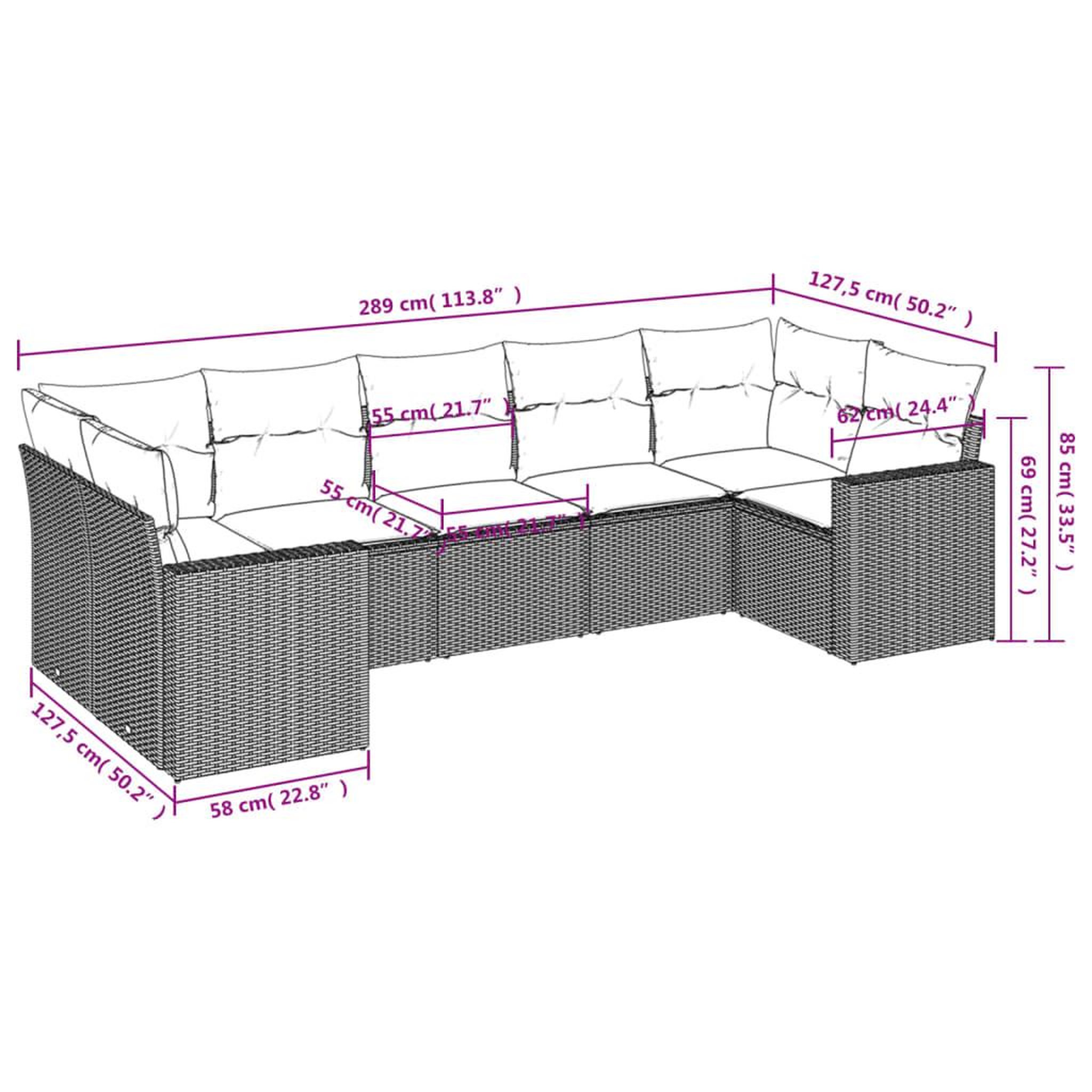 Voir la diapositive 3 : VIDAXL Salon de jardin avec coussins 7 pcs beige resine tressee