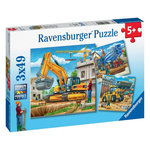 RAVENSBURGER Puzzles 3x49 p - grands véhicules de construction