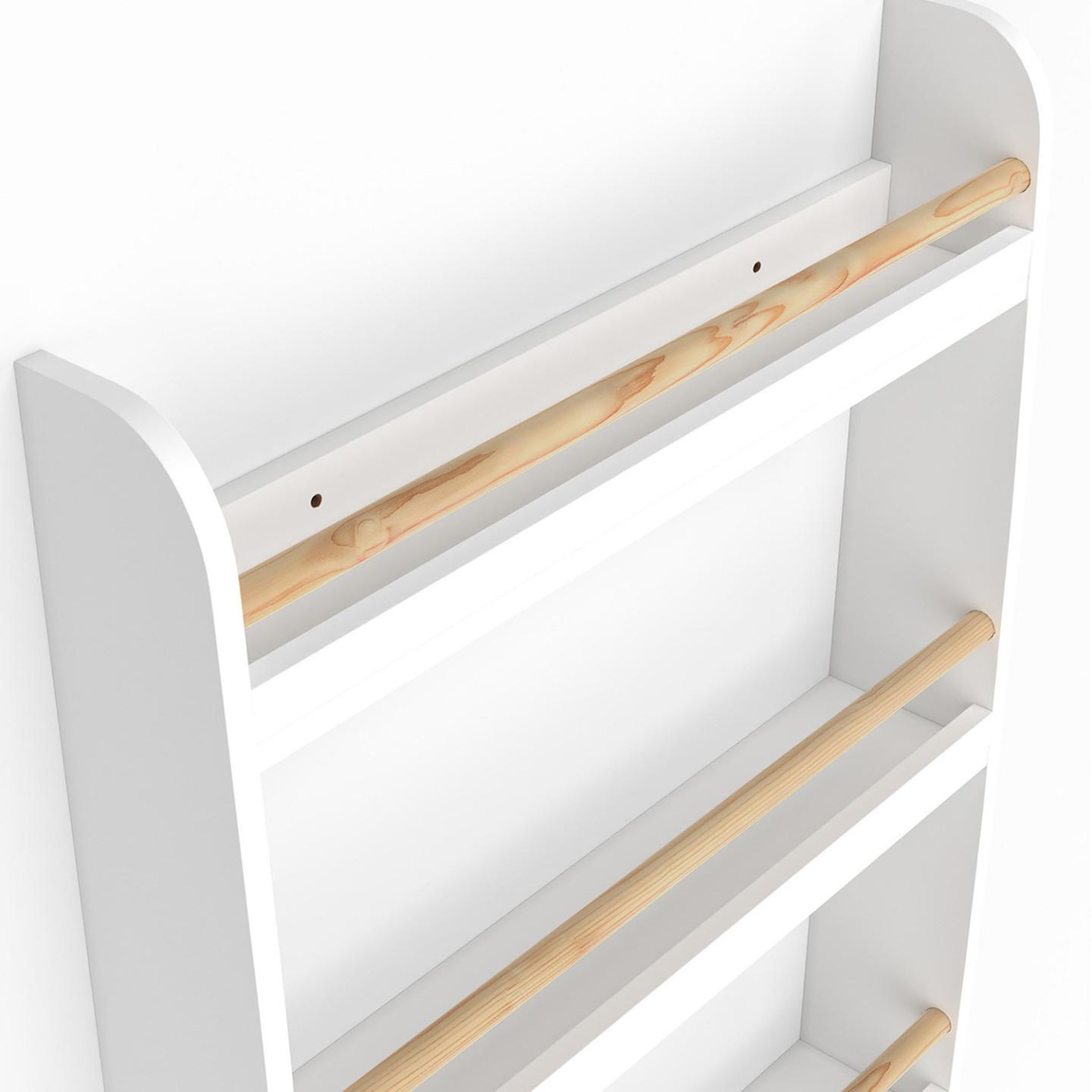 Voir la diapositive 5 : ID MARKET Bibliothèque murale enfant paulette 4 étagères blanc et bois