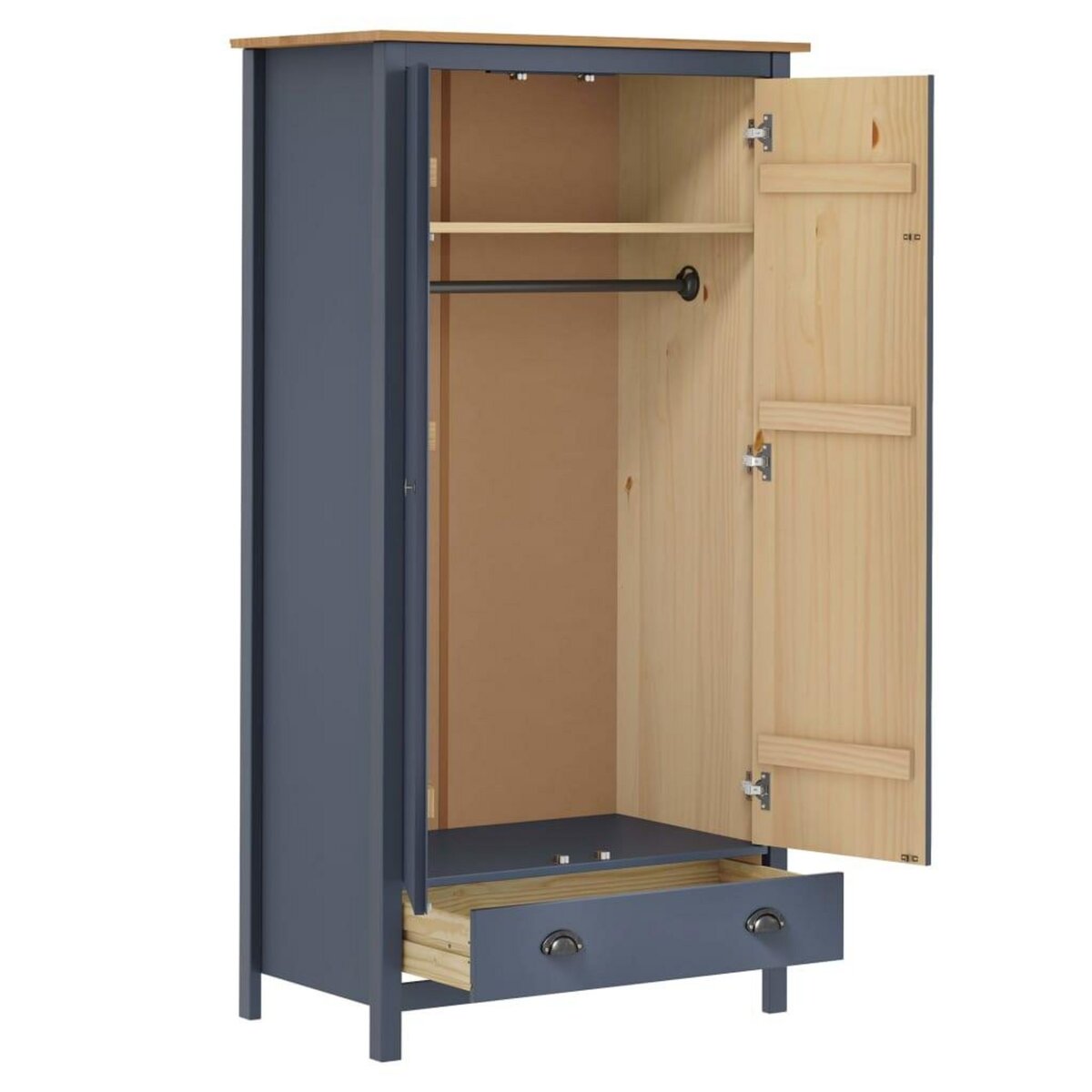 VIDAXL Garde-robe a 2 portes Hill Gris 89x50x170cm Bois de pin solide