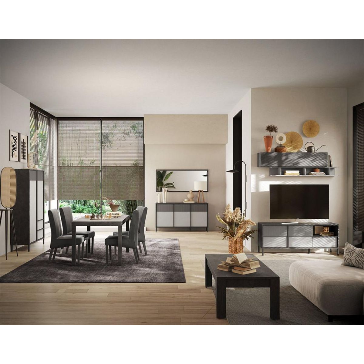 BEST MOBILIER Jules - meuble tv - 2 portes et 1 tiroir - 156 cm