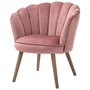 Voir la diapositive 4 : HOMCOM Fauteuil design coquillage piètement effilé bois d'hévéa dossier enveloppant strié aspect velours rose poudré